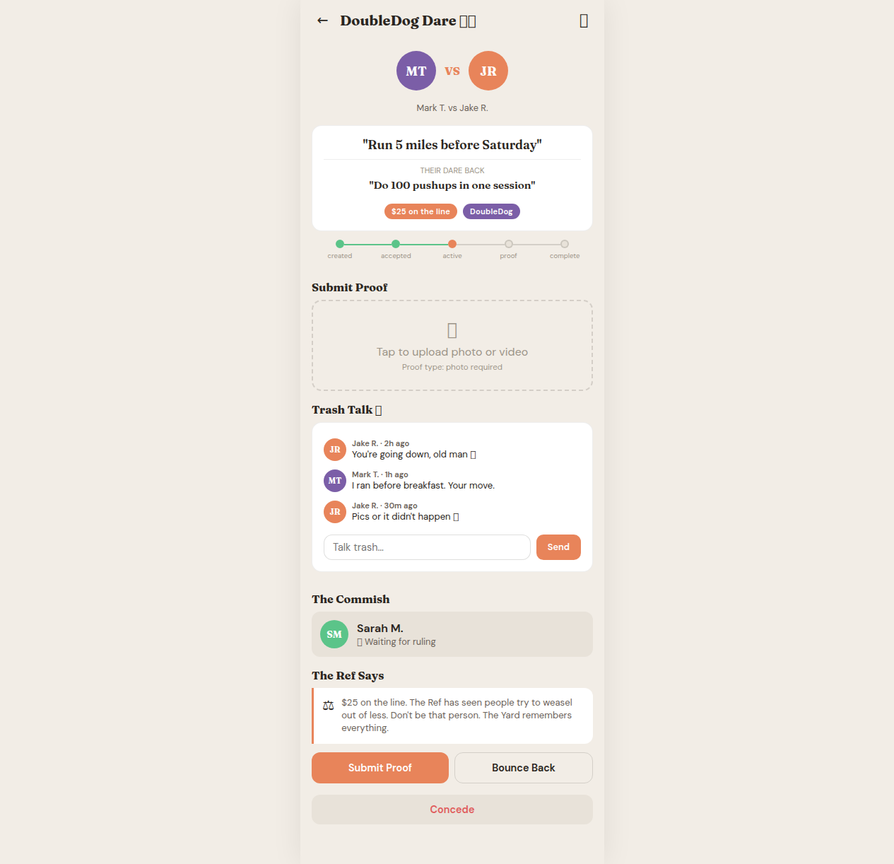 Dare detail with trash talk